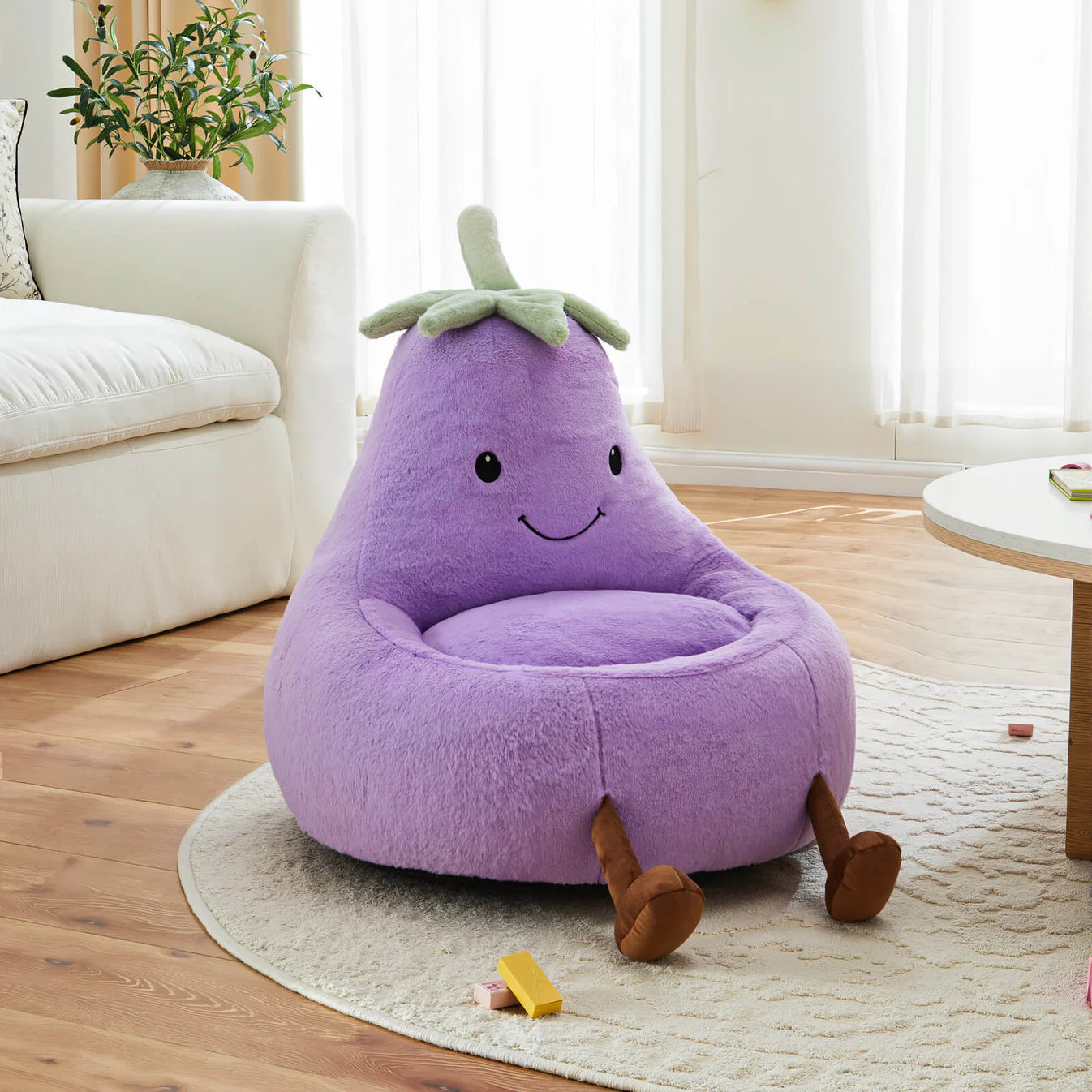 Eggplant Bean Bag Chair – Soft & Supportive